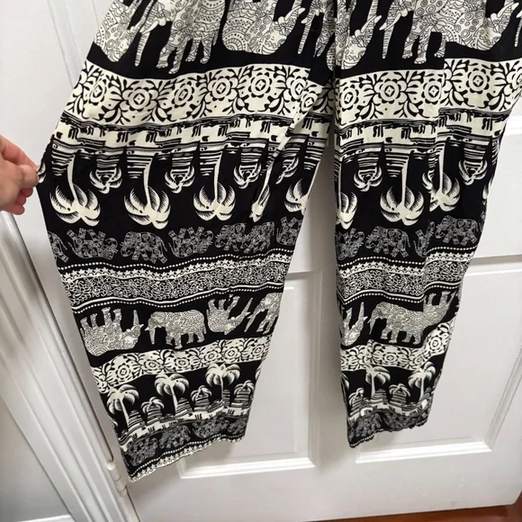 Boho Jumpsuit Black White Festival Beach Brunch - Picture 4 of 10